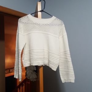 Cream crocheted cropped sweater